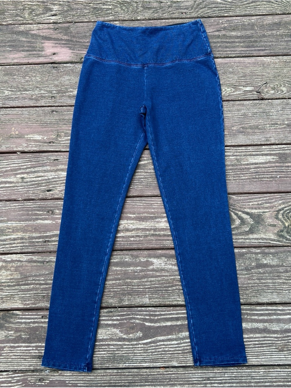 Jones & Co Womens Denim Blue High Waisted Tummy Control Skinny Leg Leggings|Sz:S